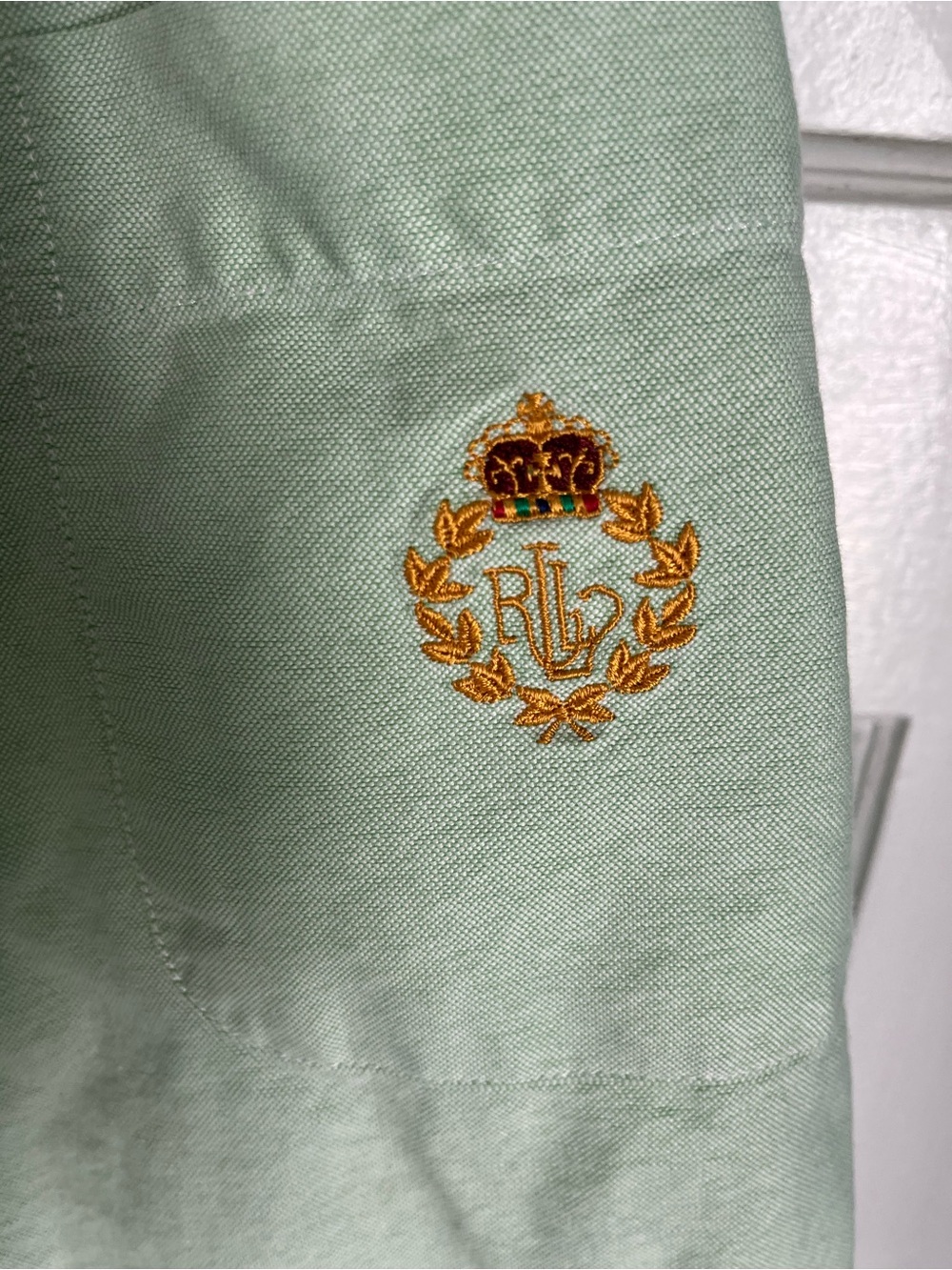 Women’s Ralph Lauren Light Mint Green Button-Down Shirt with Chest Crest size 12 - Picture 5 of 6